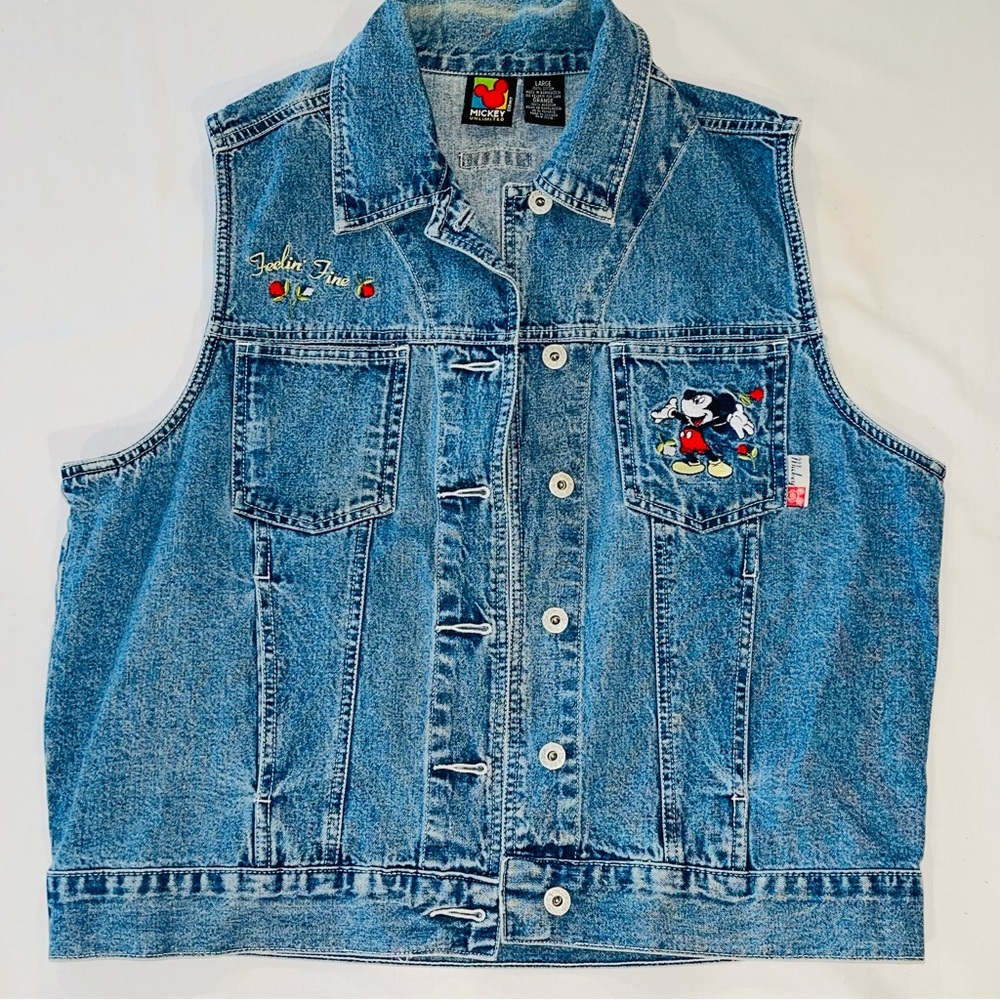 Vintage Disney Mickey Unlimited "Feelin Fine" Denim Vest